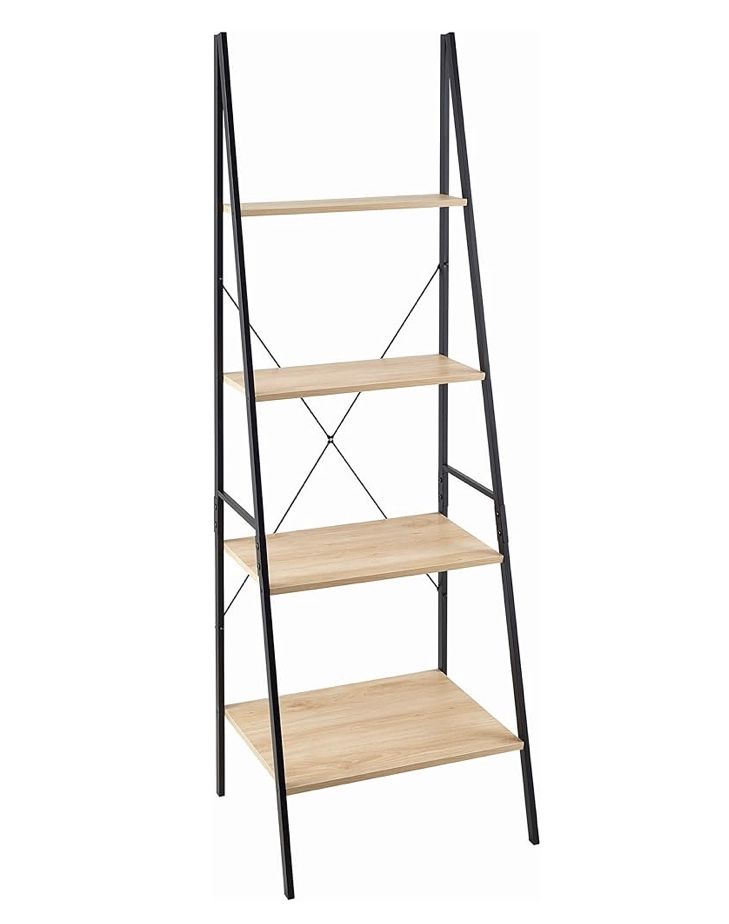 Wood Ladder Shelf Bookcase