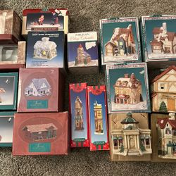 17 Misc. Assorted Christmas Village Pieces No Light Cords