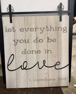 Wood & Iron Decorative Sign – $40