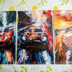 Juego de 3 Pósteres de Autos Deportivos en Lienzo Sin Marco 