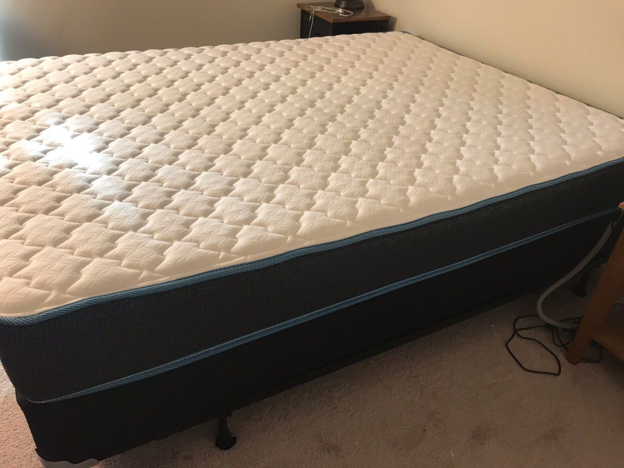 Queen mattress w/ box and frame