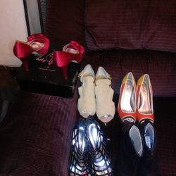 5 Pairs Of High Heels Shoes The Dresses Kind For Sales$ 60.00 , Or , Best Offer.
