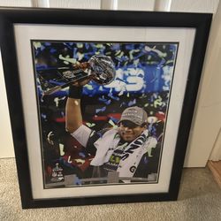 RARE Seattle Seahawks Super Bowl XLVIII Champs NFL Russell Wilson Framed 18x24 Costco