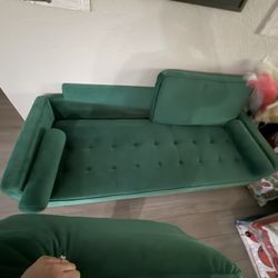Green Crushed Velvet Couch