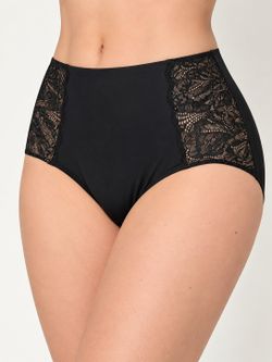 Evelyn & Bobbie Lace High Waisted Set of 2 Retro Bikini Panty Noir, Size 0-14