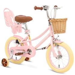 Girls Bike for 2-12 Years Old Toddlers and Kids, 12 14 16 20 Inch Kids Bike with Basket and Bell Training Wheels, Adjustable Seat Handlebar Height