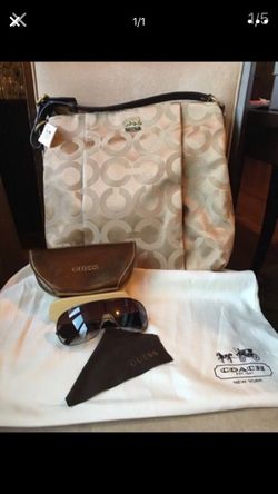 Authentic coach purse and guess sun glasses