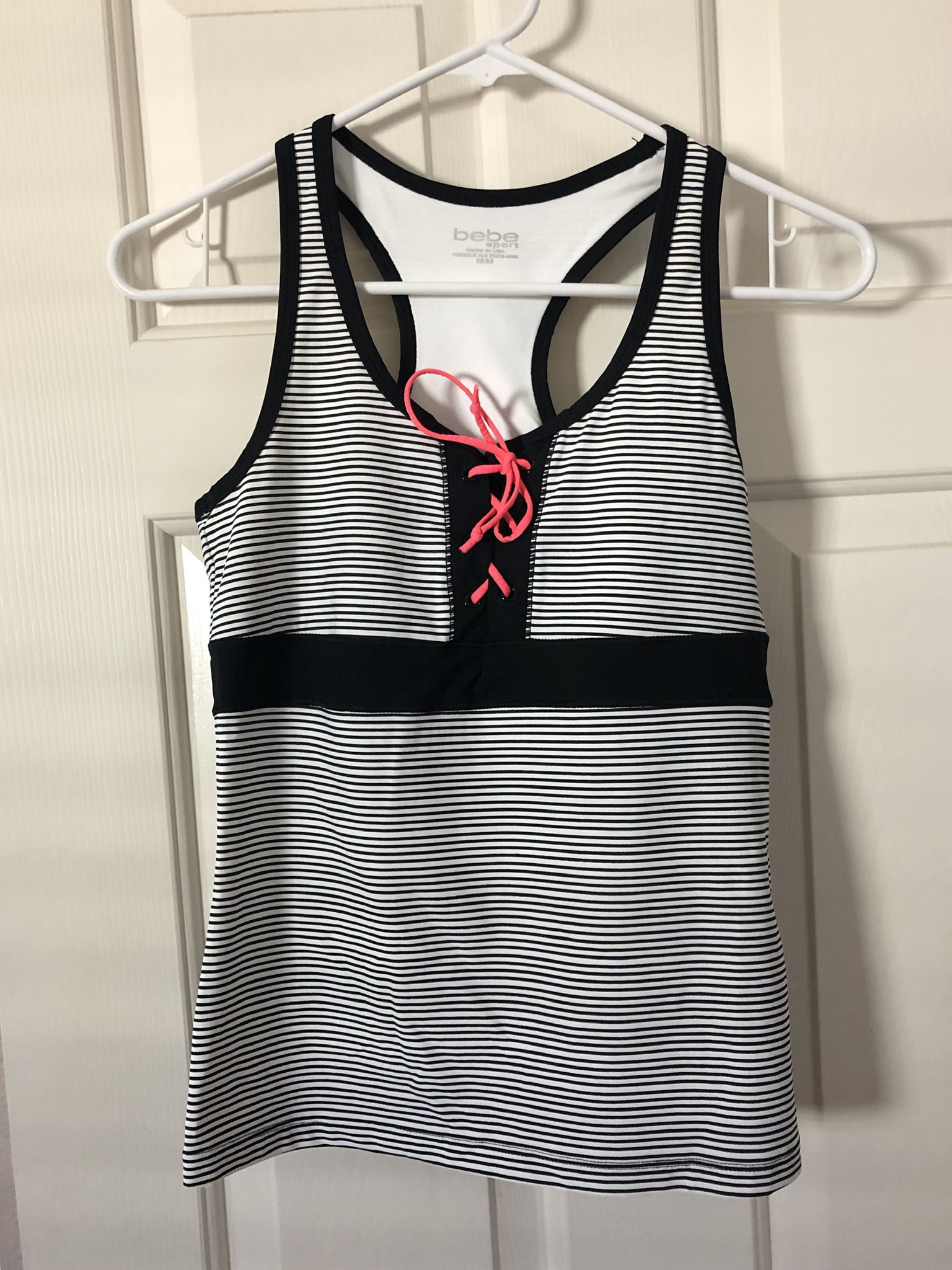 Bebe Sport Racerback Top with Built-in Bra, Size M