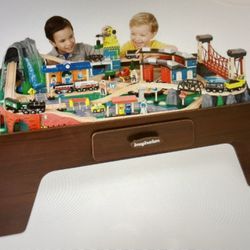 Wooden Train Table Set With Drawer