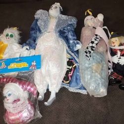 Vintage Porcelain Doll Lot Clown Jokerfaced