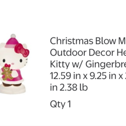 Christmas Blow Mold Outdoor Decor Hello Kitty w/ Gingerbread 12.59 in x 9.25 in x 22.04 in 2.38 lb