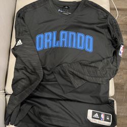 Black Adidas NBA Orlando Magic Basketball Neck Jersey Lightweight LS Med