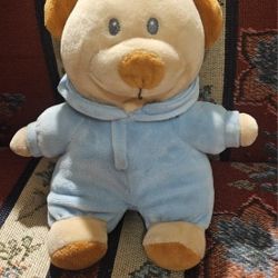 TY BABY "PJ BEAR BLUE" WITH HOODY SOFT PLUSH TOY
