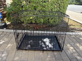 Qpets 30inch Dog Crate, Folding Dog Kennel, Dog Cage, Two Doors, with a Tray