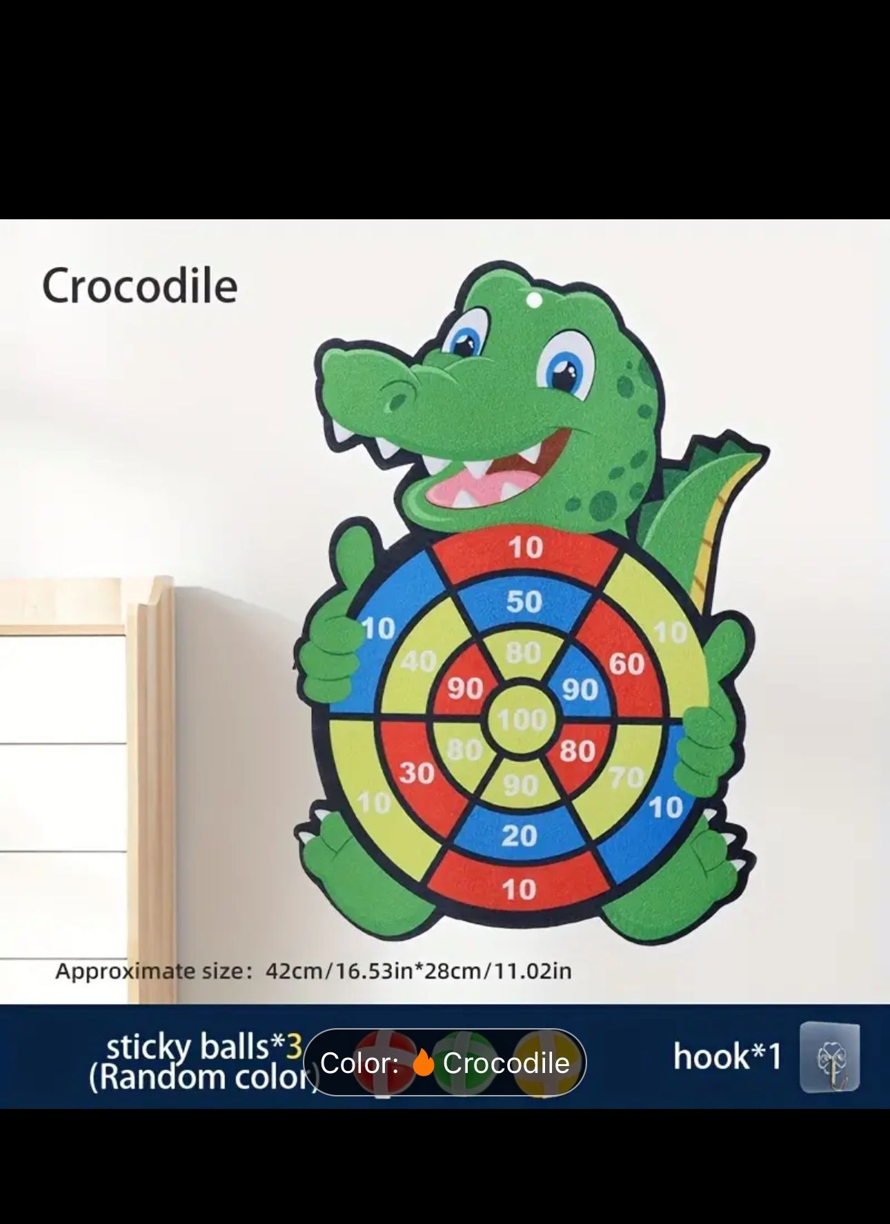 1 Set Cartoon Dart Board with Sticky Balls Kids Dart Board Game Set Party Favors Crocodile