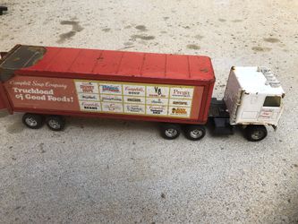 Vintage and collectible Campbell soup truck and trailer. At least 35 years old