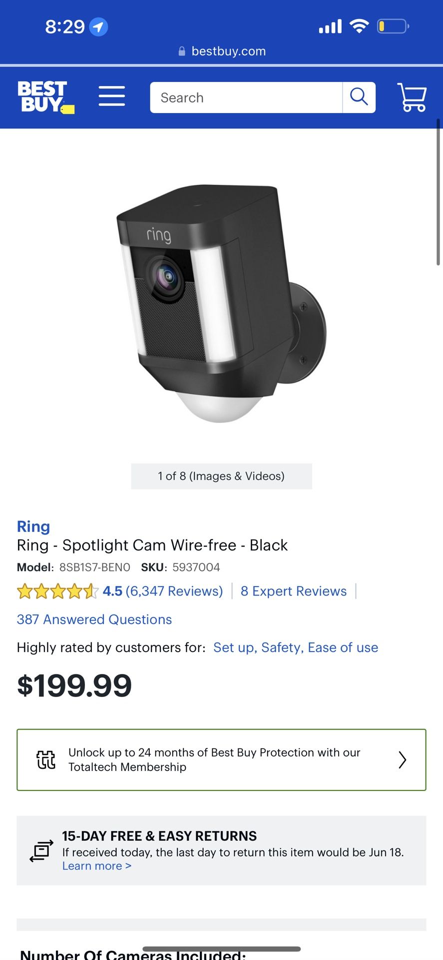 New, Ring - Spotlight Cam Wire-free - Black