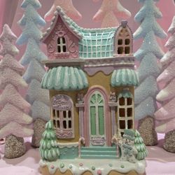 Mrs. Claus' Bakery Gingerbread Sweet Shoppe LED House, 12".