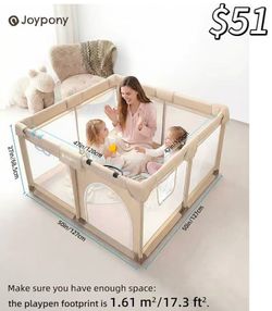 😀 Baby Playpen, 50x50 in Small Play Pen for Babies and Toddlers, Playpen for Kids with Gate, Indoors Play Yard with Soft Breathable Mesh (Beige)