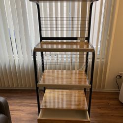 🎁Great looking shelf with microwave electric outlet .. 5 Feet Tall / 25 Inches long / 17 Inches in depth‼️‼️‼️🔥$135 Brand new in box✅🚚Delivery i