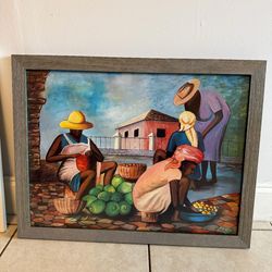 Set of 3 Original Oils Haitian Art (1997) - Signed J. George