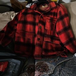 Men's Vintage Red and Black Plaid Coat