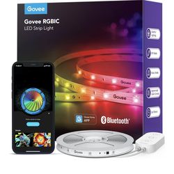 Govee RGBIC LED Strip Lights, 32.8ft Smart LED Lights for Bedroom, Bluetooth LED Lights APP Control, DIY Multiple Colors on One Line, Color Changing L