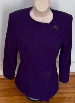State of Claude Montana vintage deep purple wool lined blazer with clasp closure, size 4 Made in Italy