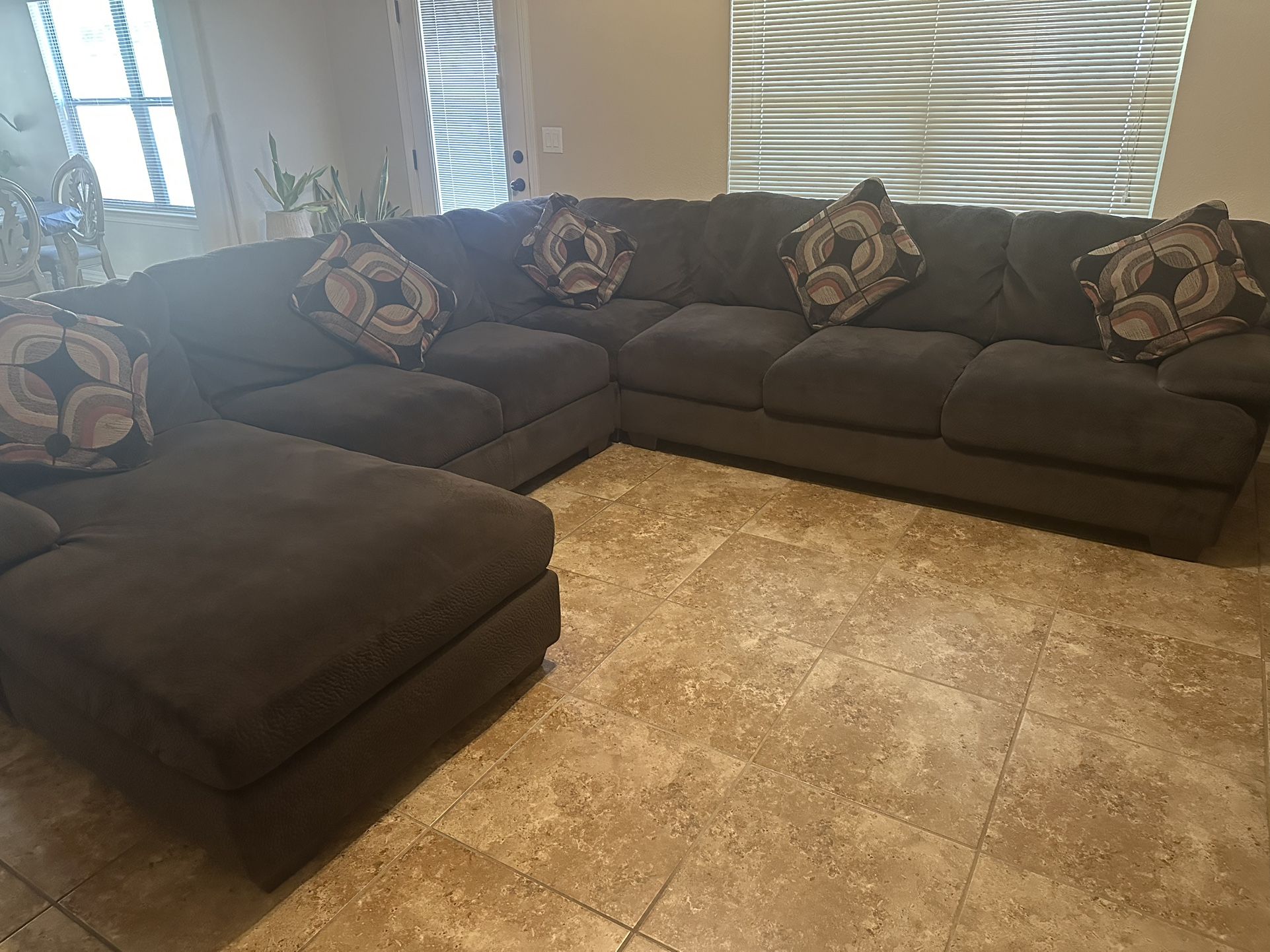 Brown Sectional With Ottoman  5 Pcs 