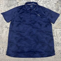 PUMA Polo Shirt Mens Size XL Blue Camo  Performance Stretch