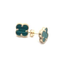 Green Clover Gold Earrings 