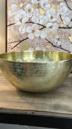 Large Hammered Brass Decor Bowl (12" x 6")