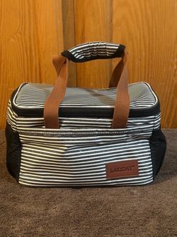 LAKIDAY Insulated Lunch Bag - Black/White Stripes - Excellent Condition