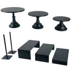 Set of 8 Black Cake Stands Donut Holder Round Metal Dessert Display Risers Cupcake Stand Serving Platter for Weddings Birthday Baby Showers Anniversar