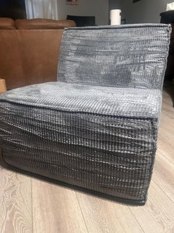 Grey Corduroy Armless Accent Chair