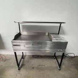 Plancha De 36” Con 3 Charolas Baño María Y Repisa | Incluye Manguera Con Regulador