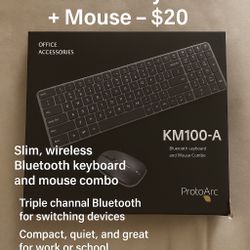ProtoArc KM100-A Bluetooth Keyboard + Mouse – $20