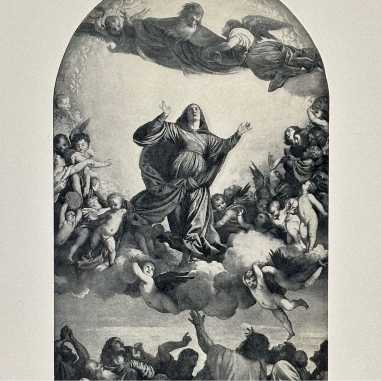 TITIAN Italy Artist THE ASSUMPTION 1900 Art Print Original Vintage Boston, MA Printed Italian Renaissance Collectible Tiziano Vecelli or Vecellio Ephe