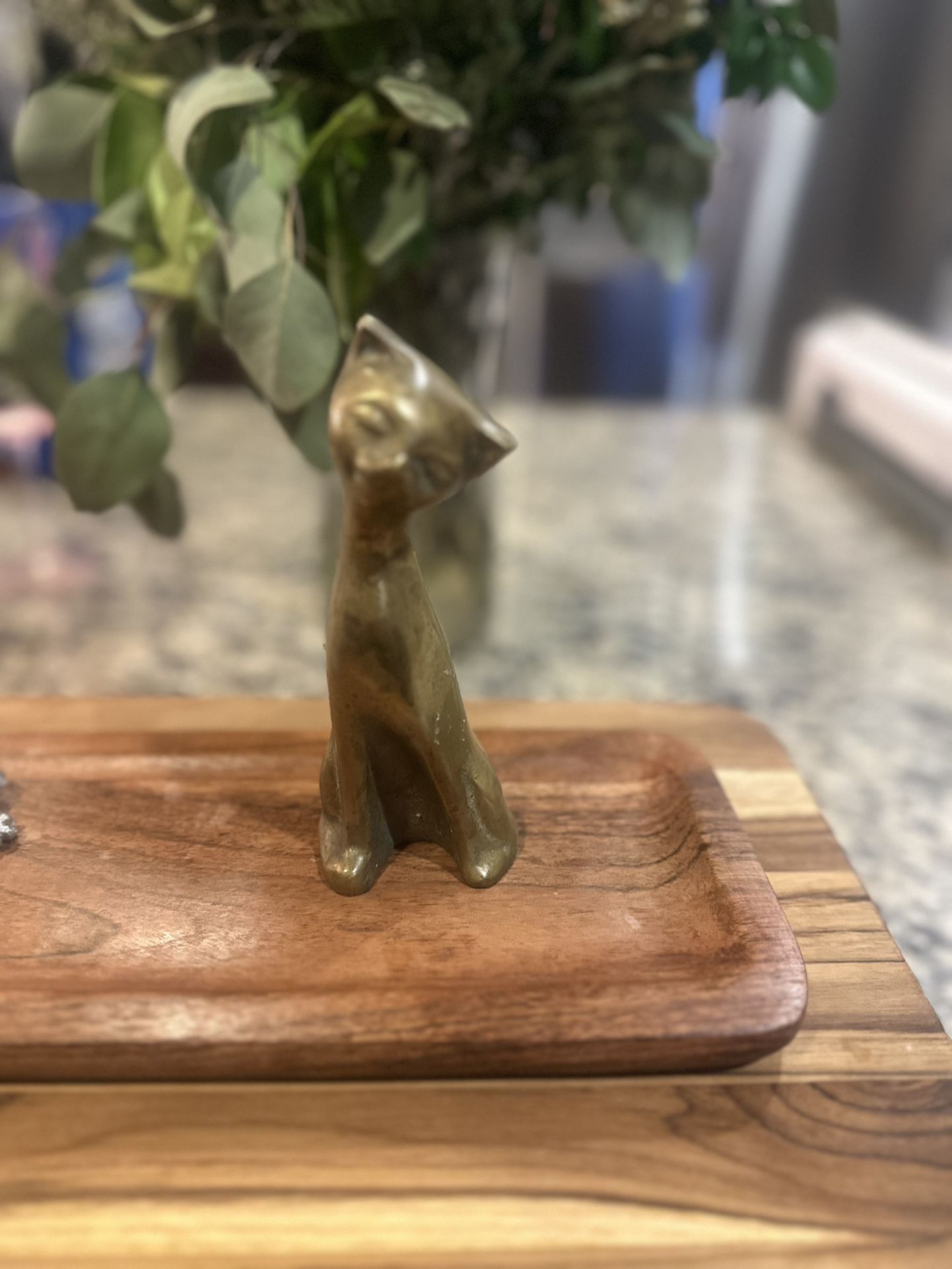 Vintage Brass Sitting Cat - 6.5” Tall