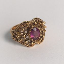 18KT HGE Vintage GOLD TONE WOMENS Ring Size 8 STAMPED 