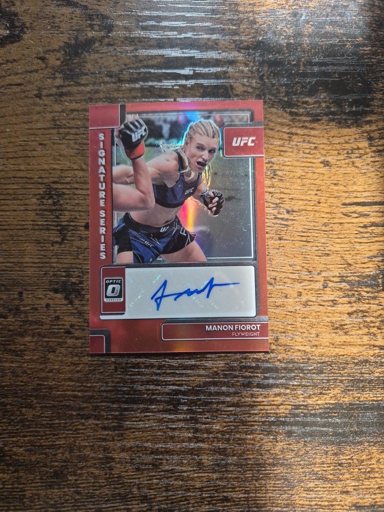 2023 Panini Donruss Optic UFC Manon Fiorot Signature Series Red Prizm autographed card (numbered to 199)