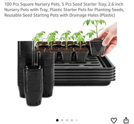 100 Pcs Square Nursery Pots + 5 Pcs Seed Starter Trays Combo!