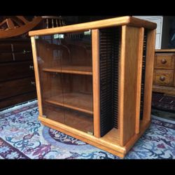 LOCAL DELIVERY INCLUDED - Vintage Media Cabinet On Wheels, w CD storage - Oakwood - 30Hx30Lx17D 2 adjustable/removable shelves inside