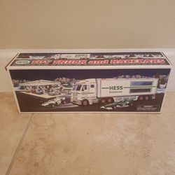 Hess toy truck and racecars 