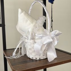 Wedding Ring Pillow And Flower Girl Basket And Headband