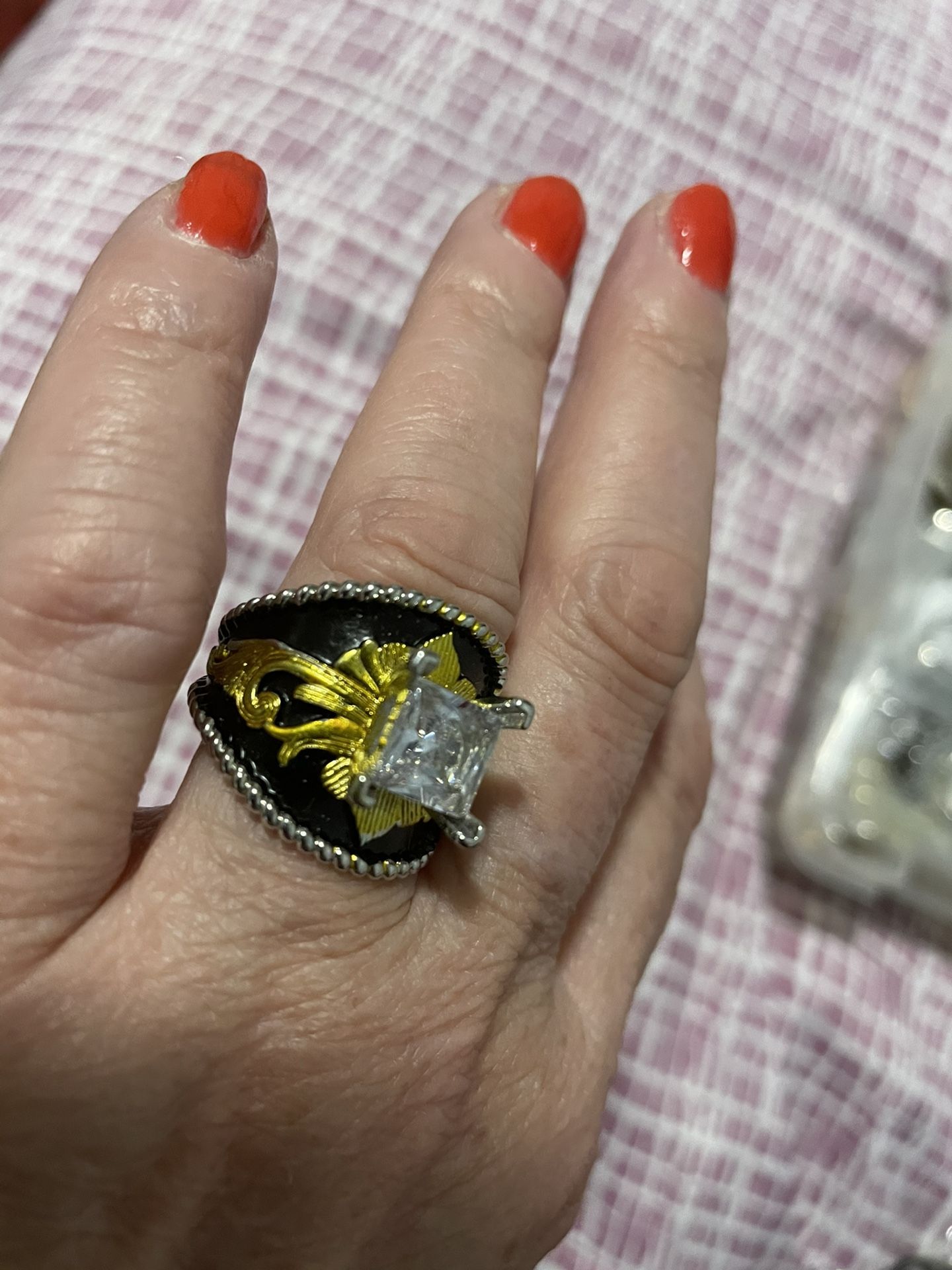 Beautiful Wedding/Engagement Ring Various Sizes 14K Gold Plated With Zircon Stones