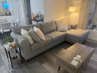 Bobs Furniture Gray Laurel Couch with Right Chaise