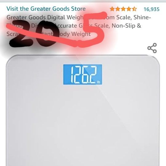 Greater Goods Digital Weight Bathroom Scale, Shine-Through Display, Accurate Glass Scale, Non-Slip & Scratch Resistant, Body Weight