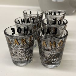 Lake Tahoe Souvenir Shot Glasses Glass Set Sail Boat Emerald Bay Roadside Alcohol Drinking Cups 
