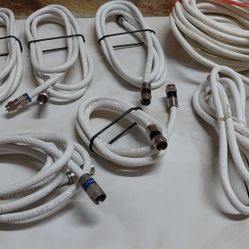 Seven White Coax Cables As Shown 